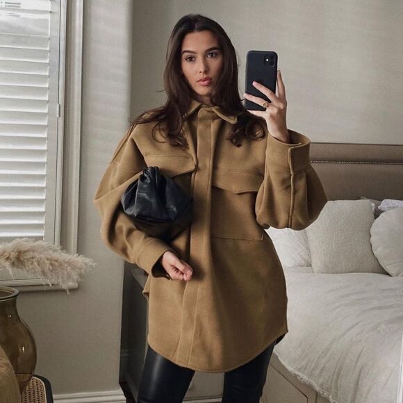 H&M Shacket Jacket Mustard Oversized - Picture 1 of 15